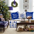 thumbnail image 2 of Juego de 4 fundas de almohada de Navidad azules de 18 x 18 pulgadas, fundas decorativas de cojín de copo de nieve de Navidad para Navidad, hogar, dormitorio, habitación, decoración de vacaciones, 2 of 5