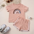 thumbnail image 2 of TOWED22 Infant Toddler Baby Girl Summer Clothes Bow Embroidery Short Sleeve T Shirts Top Shorts 2 Piece Summer Outfits Set Red,12-18 M, 2 of 9