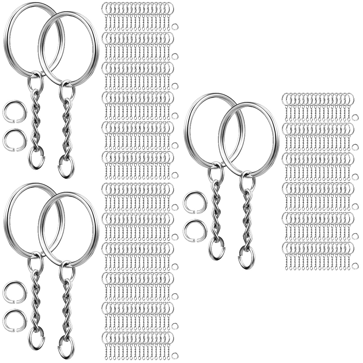 MLINS 360 Pcs  Keychain Making Accessories Key Rings Jump Rings with Chains for Organizing Keys and Making Crafts