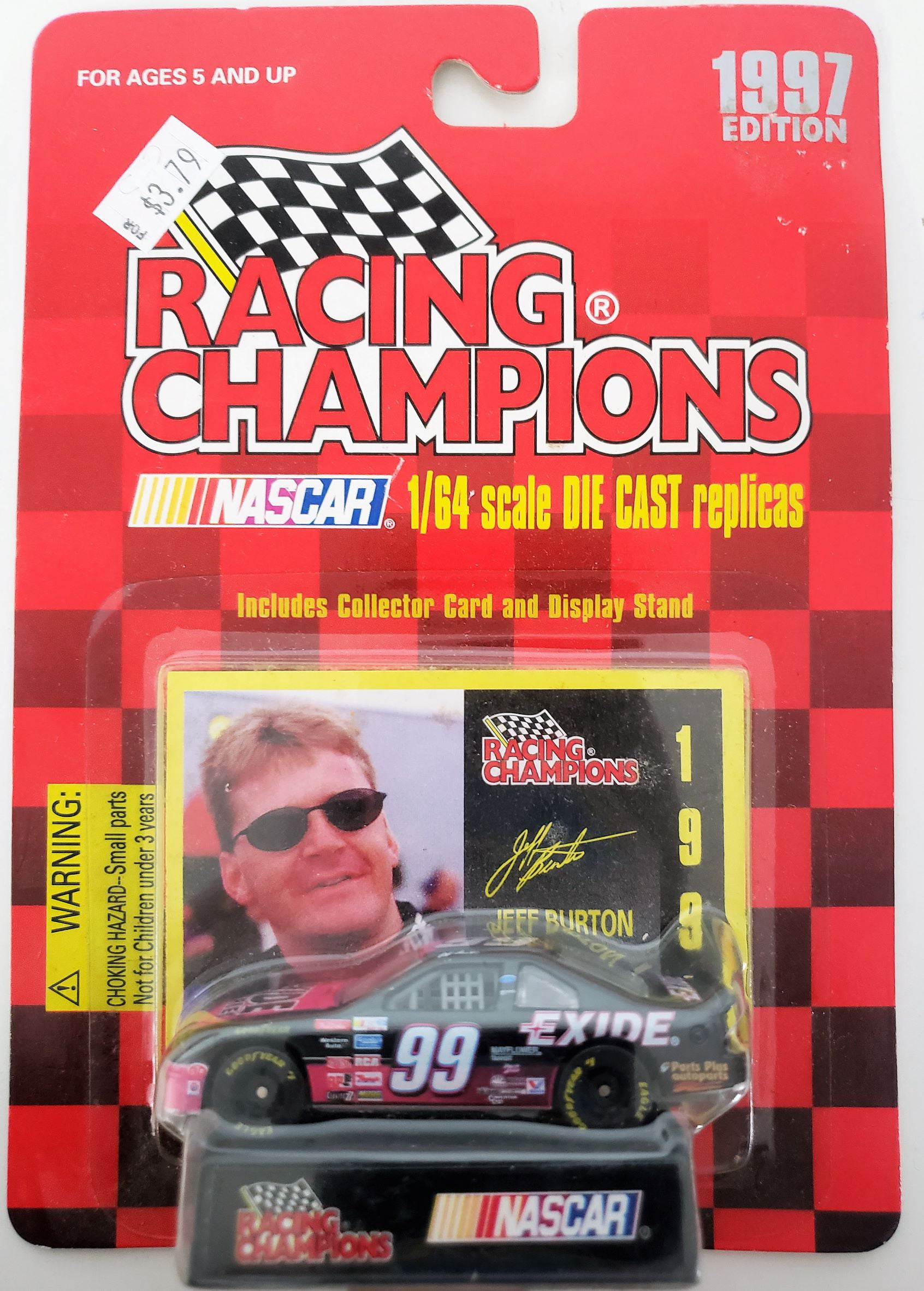 1997 edición Racing Champions Stock Car 1:24 Jeff Burton #99 baterías Exide 