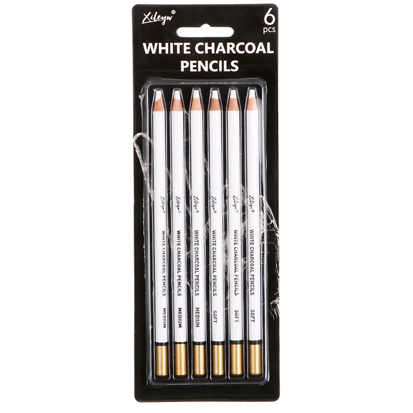 S SERENABLE 2x Wooden Charcoal Pencils Sketching Bolding Drawing Shading Blending Highlight 6 Pieces Drawing Set for Kids Color Marker Art Supplies Teens