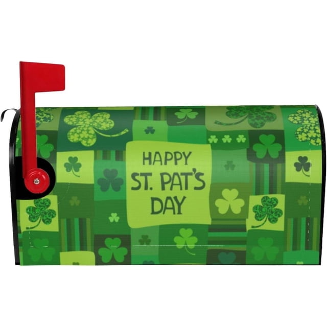 Shamrock St. Patrick''s Day Spring Mailbox Covers Magnetic Letter Post Box Cover Mail Wraps Garden Decorations Standard Size 21 X 18 in