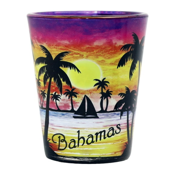 Bahamas Palm Sunset shot glass