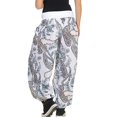 thumbnail image 5 of Women Casual Boho Print Pants Wide Leg Pants Loose Pocket Button Harem Pants, 5 of 5