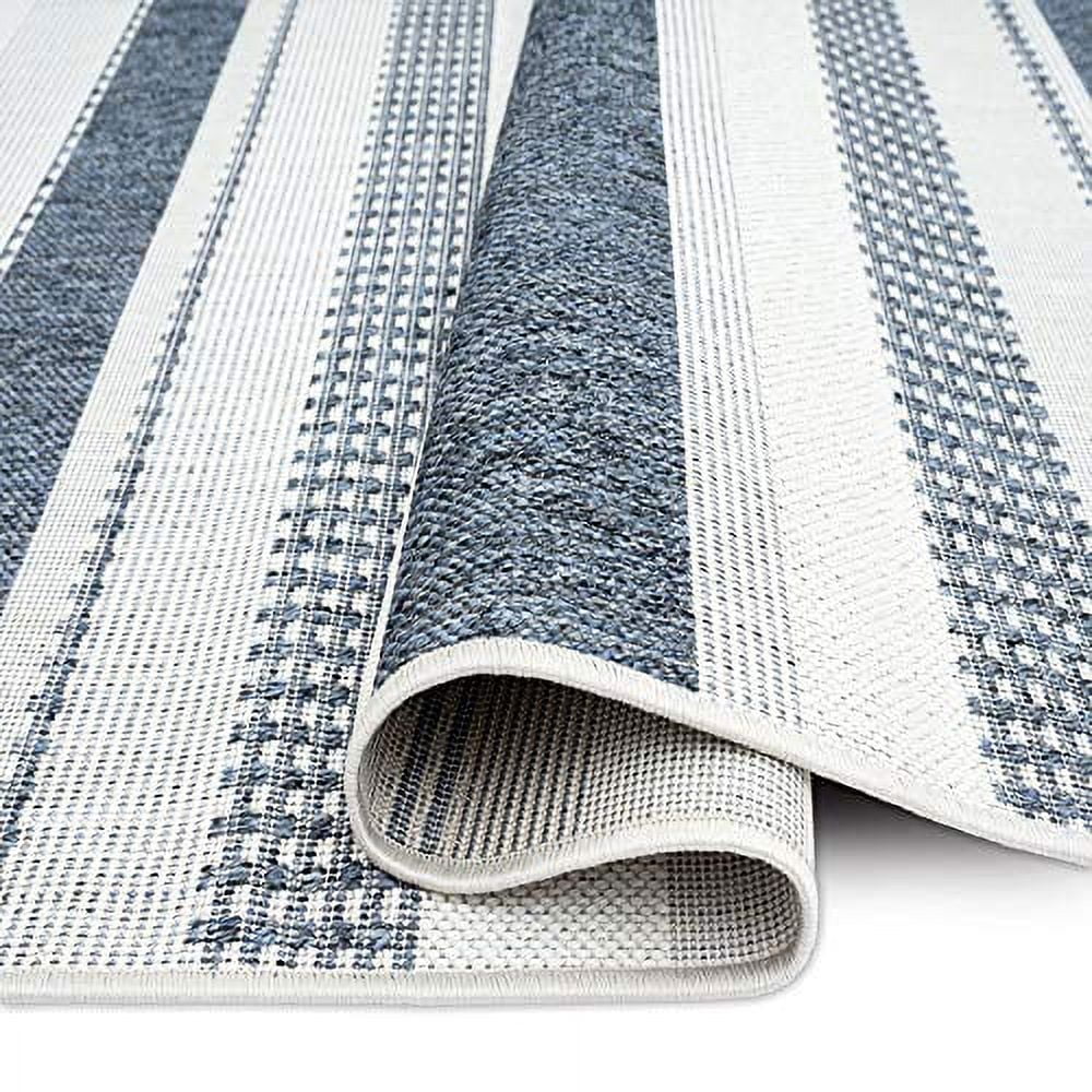 Home Dynamix Tripoli Mateo Modern Striped Indoor/Outdoor Area Rug, Dark Blue/Cream, 5'3"x7'3"