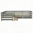 thumbnail image 5 of Twin Size L-shaped Platform Bed with 3 Storage Drawers - Gray | Space Saving & Sturdy, 5 of 19
