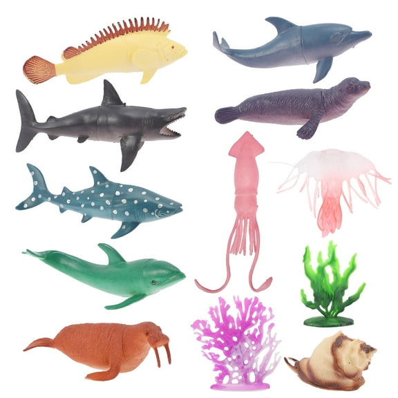 SEWCHICS  12 Pcs Mini Sea Animal Figures Toy Ocean Figurines Toys for Kids Marine Child