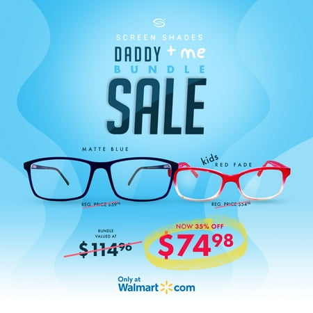 Screen Shades Father's Day Bundle - Blue Light Blocking Computer Glasses - SS101 Matte Blue & SS602 Red Fade - UV Protection - Relieve Eye Strain and Prevent Headaches From Device Use and Gaming