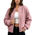 thumbnail image 3 of Tqcoqu Women's Round Neck Button Front Solid Color Jacket Long Sleeve with Pockets Casual Outerwear, 3 of 7