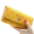 thumbnail image 2 of Porfeet Women Quilted Crown Clutch Long Purse Faux Leather Wallet Card Holder Handbag,Yellow, 2 of 10