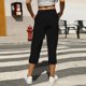 thumbnail image 5 of TaTaai Women's High Waist Linen Pants Elastic Drawstring Waistband with Decorative Ruffles Loose Straight Leg Cropped Length Casual Trousers Featuring Side Pockets Gift, 5 of 7