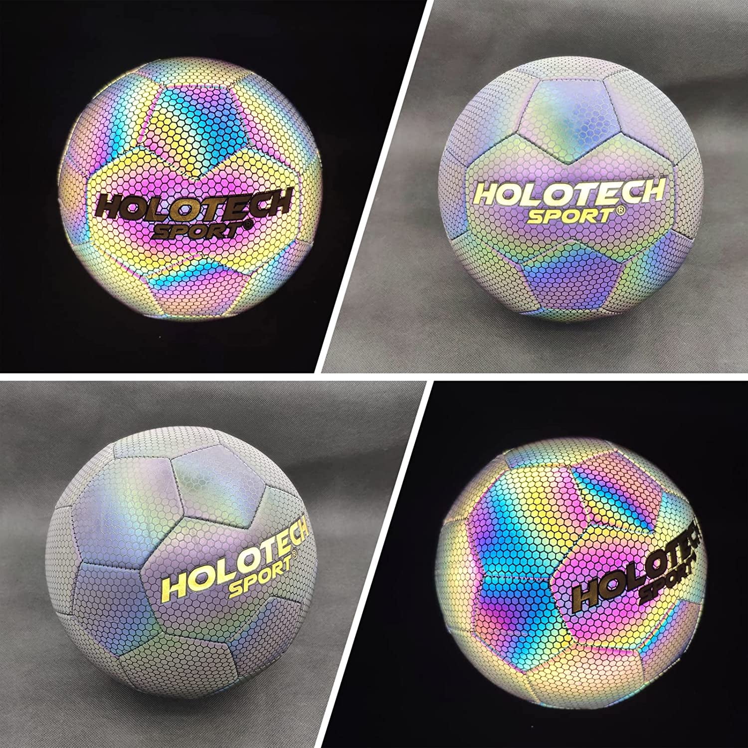 Soccer Ball, Holographic Soccer Ball Size 4 & Size 5, Reflective Glowing Soccer Ball Gift for Boys, Girls, Men Indoor-Outdoor Soccer Training