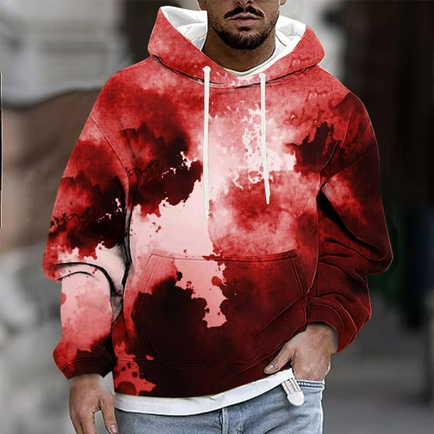 Sudadera con capucha para hombre, estilo casual, con cuello redondo, estampado, manga larga, blusa de poliéster