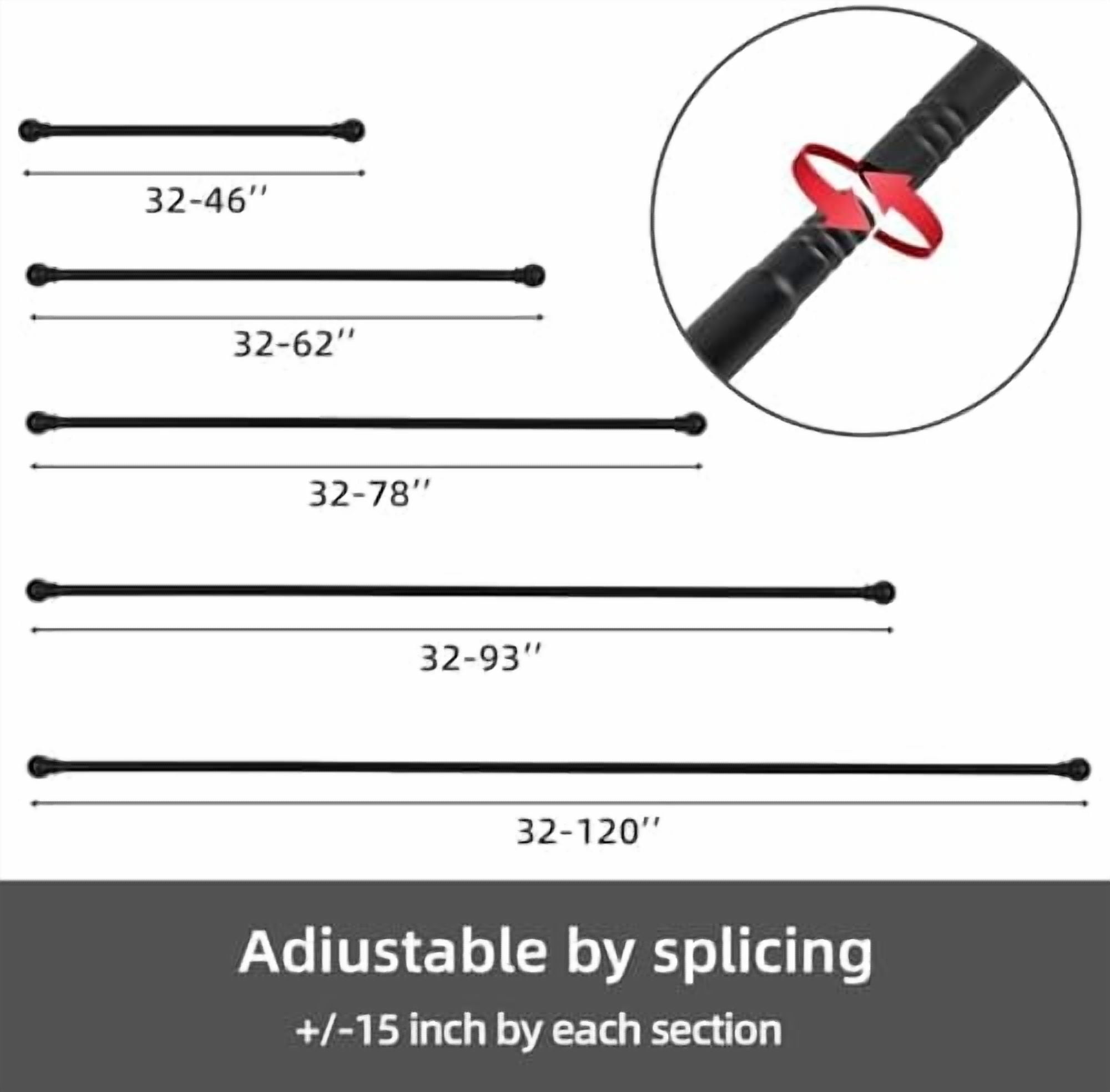 Curtain Rods for windows 32-62 inch, 5/8 inch Decorative Matte Black Splicing Heavy Duty Metal Curtain Rod set with Brackets