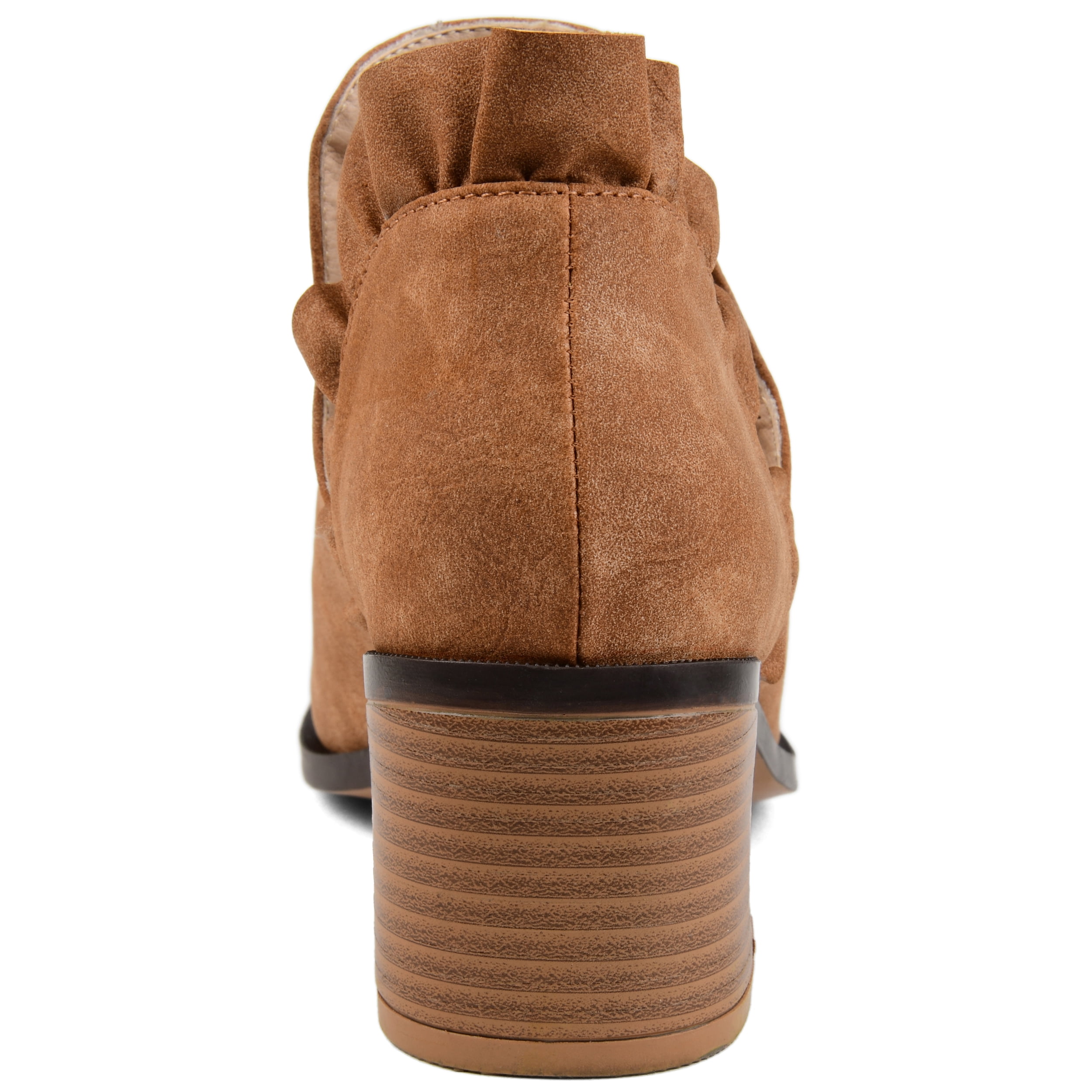 Journee Womens Lennie Slip On Stacked Heel Booties