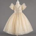 thumbnail image 2 of Favoffer Princess Sparkle Tulle Dress Flower Girls Pearl Sequined Dresses Cold Shoulder Long A Line Wedding Party Ball Gown, 2 of 9