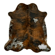 Medium Tricolor Cowhide Rug, 5x7 ft, Genuine Leather, Natural Cowhide for Modern & Rustic Decor