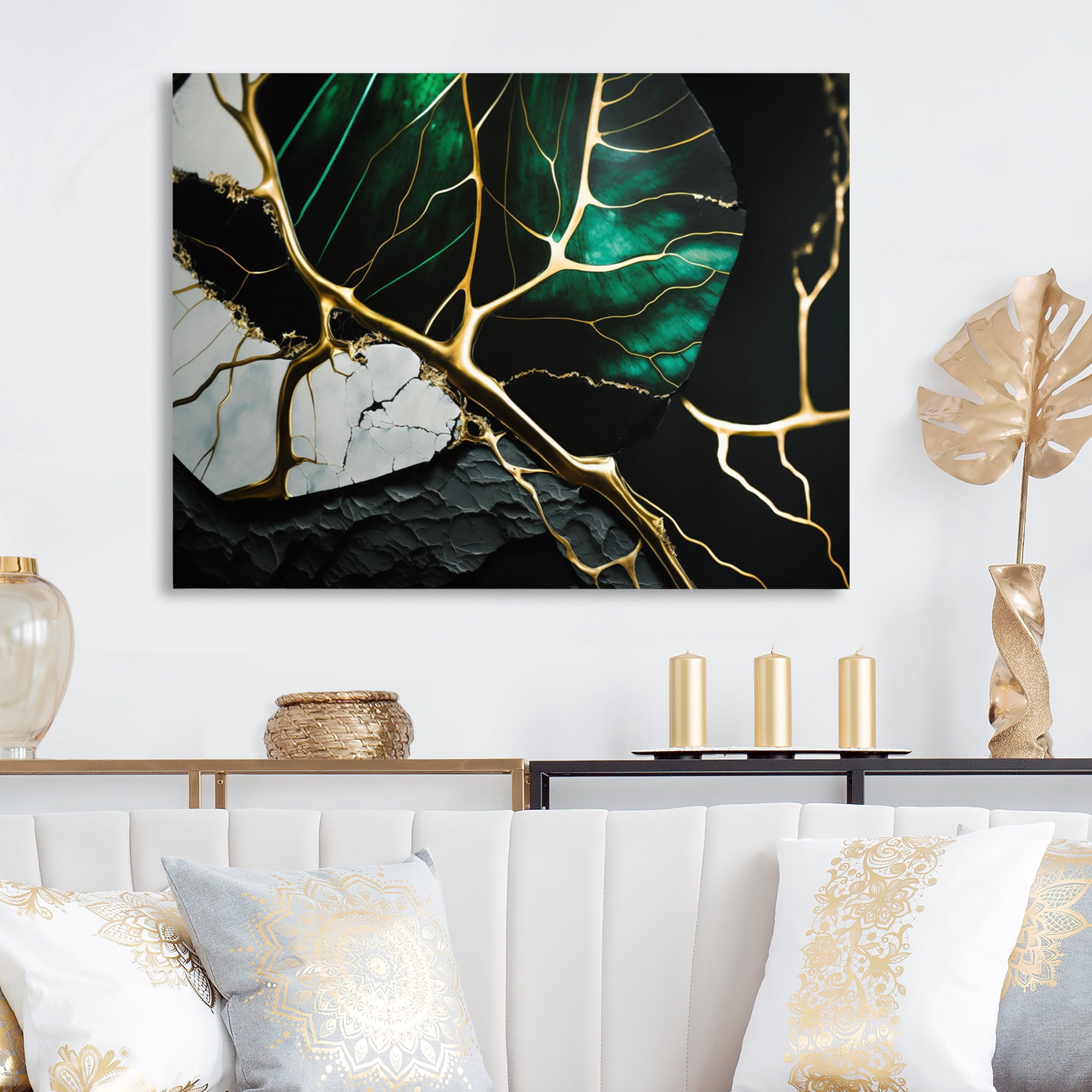 Designart Abstract Geode Gold II Canvas Wall Art