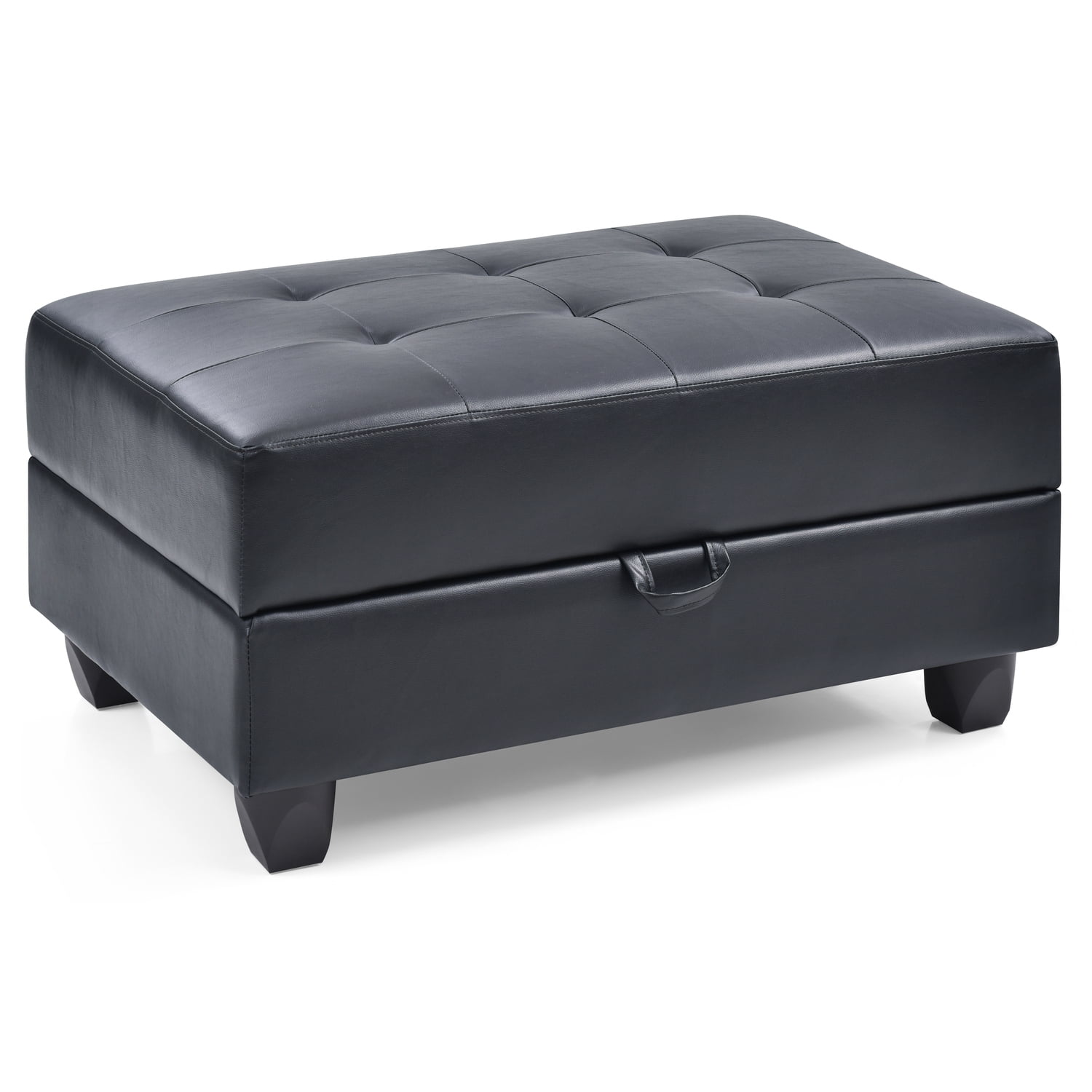 Glory Furniture Revere Faux Leather Ottoman in Black
