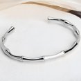thumbnail image 2 of Stainless Steel Classical Plain Bamboo Style Open Cuff Bangle Bracelet（silver）, 2 of 5