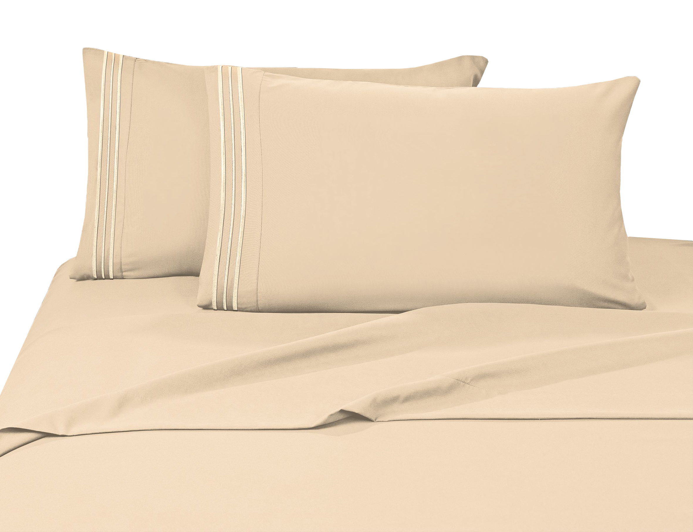 Elegant Comfort 4 Piece Bed Sheets Polyester King Off-White Solid 1500 Series