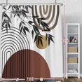 thumbnail image 2 of White Boho Style Bathroom Curtains Shower Set Bamboo Leaves Abstract Bohemian Moon Striped Bathroom Shower Decor Accessory Set Decorative Waterproof Bathroom Curtains 72x84 Inch with Hooks, 2 of 6