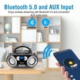 thumbnail image 4 of MEGATEK Boombox portátil con CD con radio estéreo FM, Bluetooth, puerto USB y pantalla LCD retroiluminada | Compatible con CD-R/CD-RW/MP3-CD | Entrada auxiliar | Conector para auriculares | Reproducto, 4 of 5