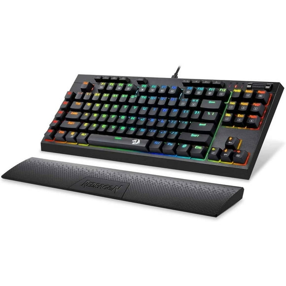Redragon K588 RGB Backlit Mechanical Gaming Keyboard with Programmable Keys Macro Recording Blue Switches Compact