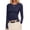Navy Blue, variant on Ekouaer Womens 3 Pack Long Sleeve Shirts Fitted Tops Base Layering Tight Thermal Undershirts Black/Beige/Brown M Black M