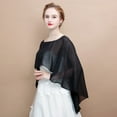 thumbnail image 4 of Jdlsppl Women's Poncho Shawl Soft Cape Chiffon Summer Cozy Lightweight Sun Protection Party Beach Pashmina Black One Size, 4 of 4