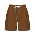 thumbnail image 4 of Edvintorg woman's shorts clearance Women's Solid Casual Loose Pockets Drawstring Short Pants Women's Shorts Elastic Waist Khaki M, 4 of 5