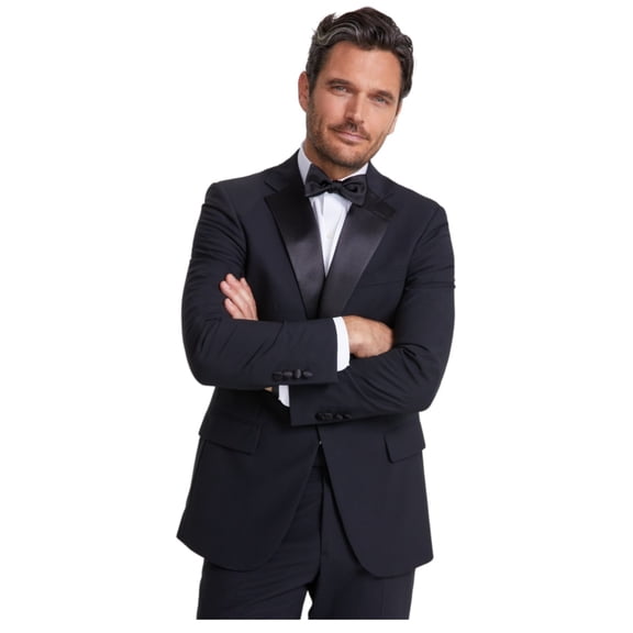 Brooks Brothers Mens Classic fit Tuxedo Jacket Blazer 44 L Black Solid Wool