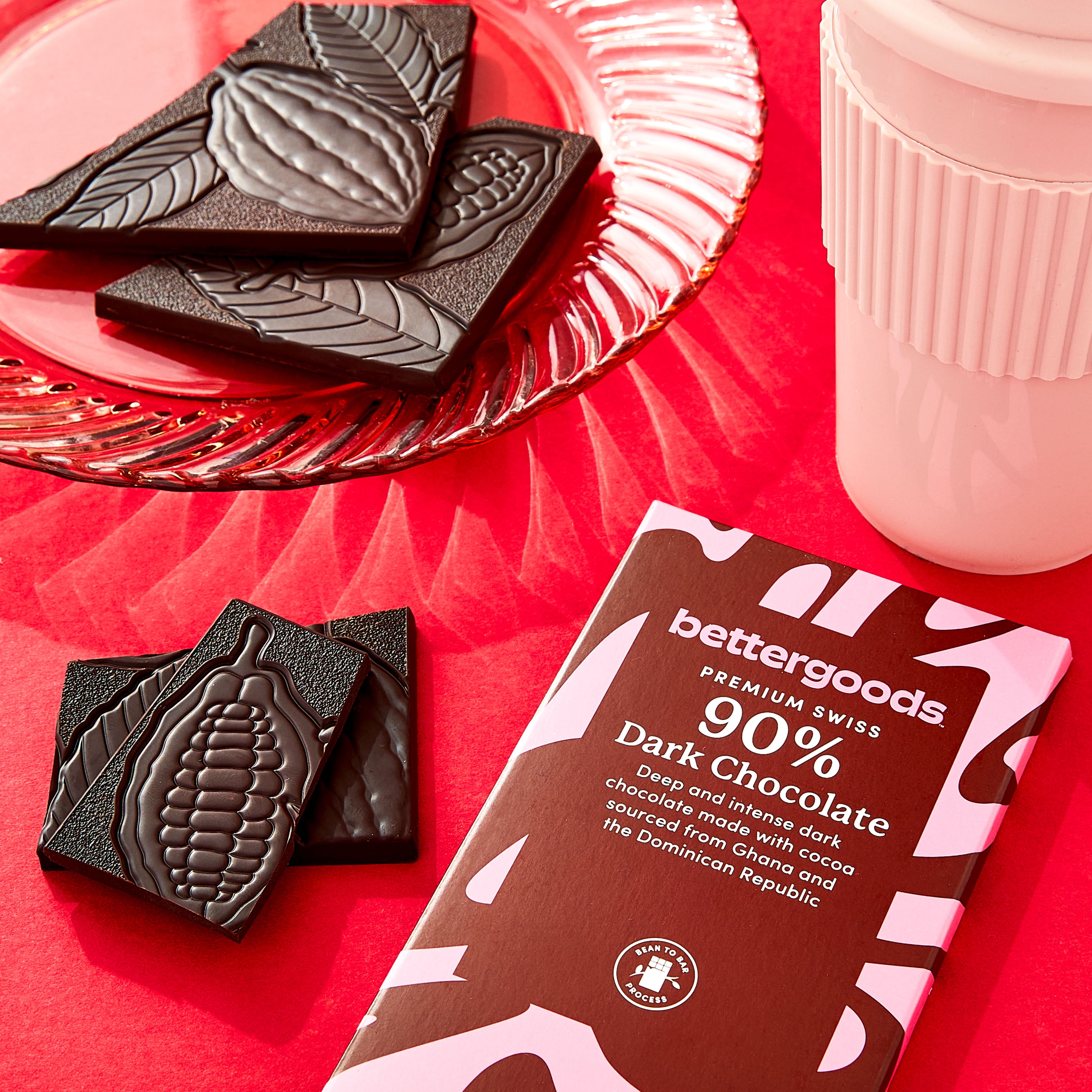 bettergoods Premium Swiss 90% Dark Chocolate Bar, 3.5 oz
