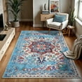 thumbnail image 3 of GLN Rugs Narli - Indoor, Machine Washable Area Rug 5'3"x7'5" Turkish Blue Home Carpet, 3 of 10