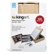 KINGART 105-Piece Mixed Media Art Set with Tabletop Easel – Art Painting & Drawing Kit for Beginners and Adults
