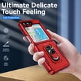 thumbnail image 6 of Nalacover Heavy Duty Case for Samsung Galaxy Z Flip5 with Rotated Ring Holder Kickstand Bracket, Military Grade Rugged Cover with Magnetic Car Mount TPU Shockproof Lens Protective Case, Red/Rose, 6 of 10