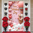 thumbnail image 5 of Pink Roses Valentine's Day Banner Red Hearts Love Backdrop Gold Stars Glittery Letters Romantic Display for Valentine's Day Party Romantic Dinner Anniversary Celebration, 5 of 9