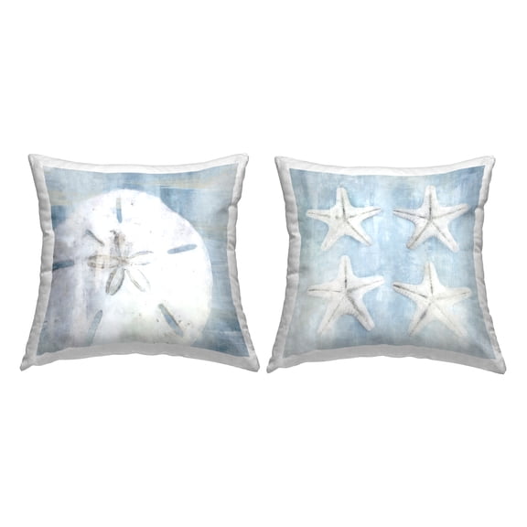 Stupell Industries Muted Blue Beach Starfish Printed Throw Pillow Design by Nina Blue (Set of 2)