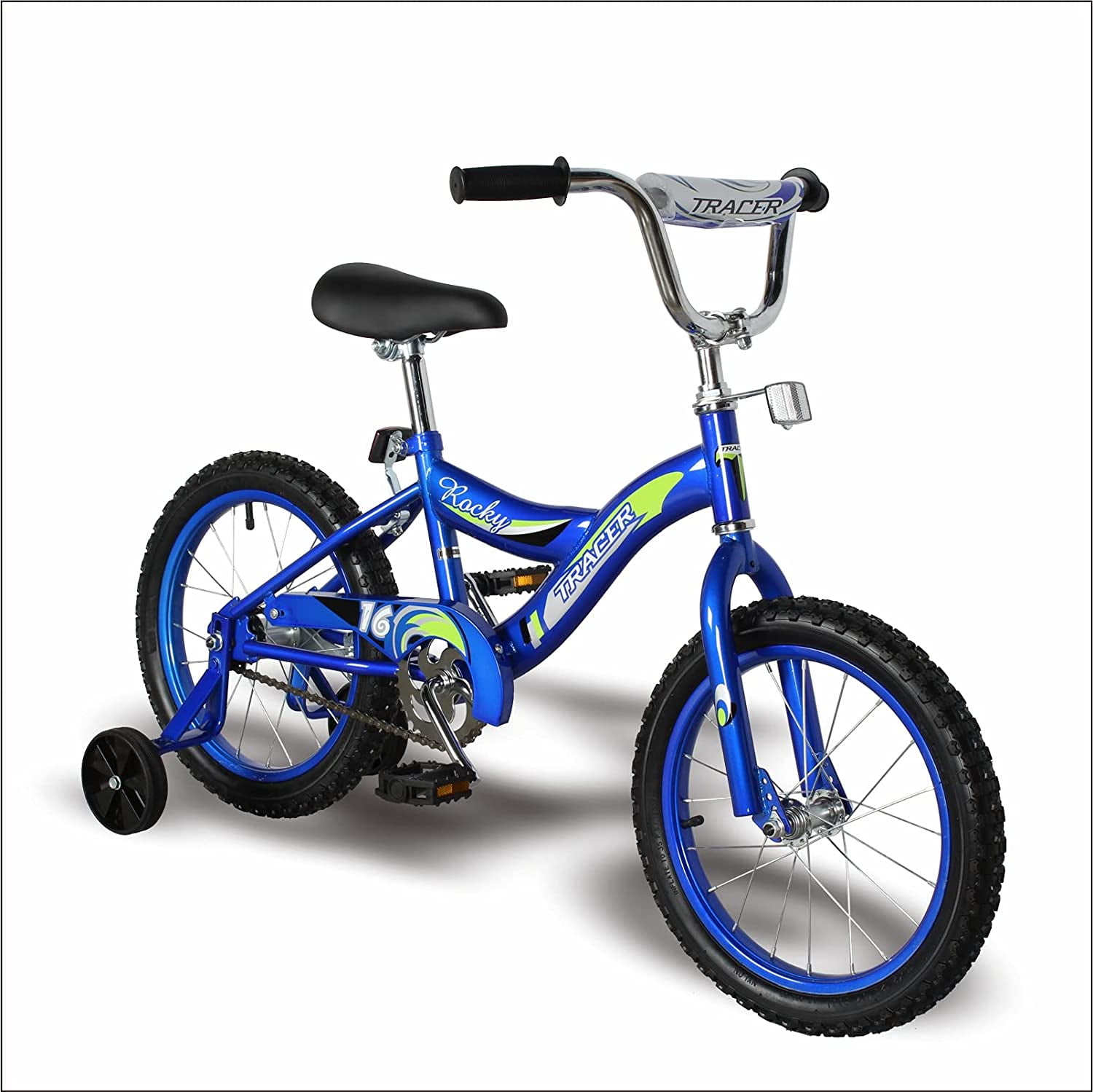 WonderWheels 16" BMX S-Type Frame Bicycle Coaster Brake One Piece Crank Chrome Rims Black Tire Kid's Bike - Blue