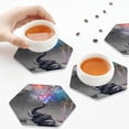thumbnail image 4 of Leather Coasters with Heat-resistant for Drinks, Elephant Fireworks Celebration -标题2 Hexagon, 4 of 5
