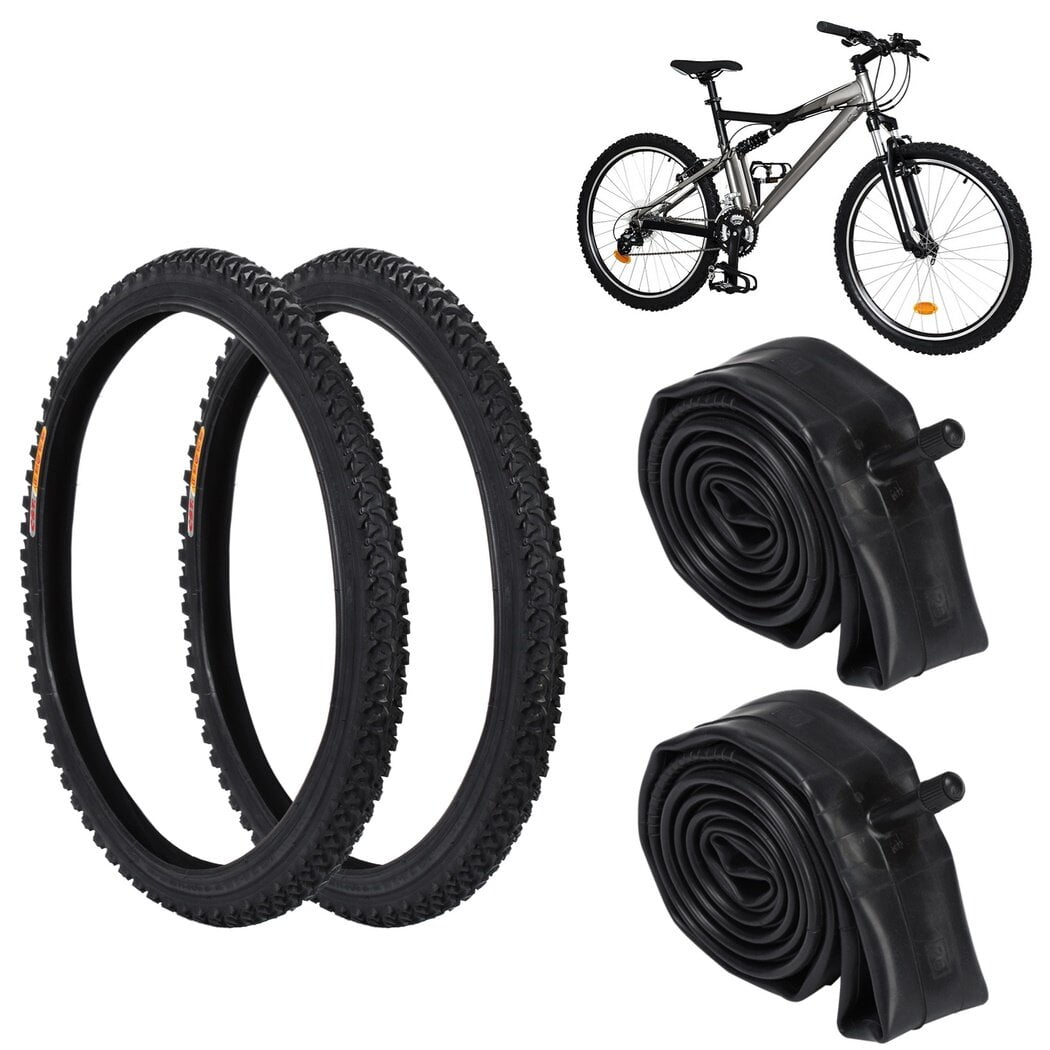 2 Pcs Mountain Bike Tires 24 X 1.95 with 2 Pcs Bike Tubes 24 X 1.9 2.125 AV 32mm Valve Beach Cruiser Bike Replacement Tires Tubes Puncture Resistant Bicycle Tires Walmart