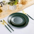 thumbnail image 4 of 50PCS Green Gold Plastic Plates, Green Pastic Plates for 25 Guests, Green Disposable Plates Include 25 Dinner Plates, 25 Green Dessert Plates, Ideal for Party, Wedding and Dinner, 4 of 14