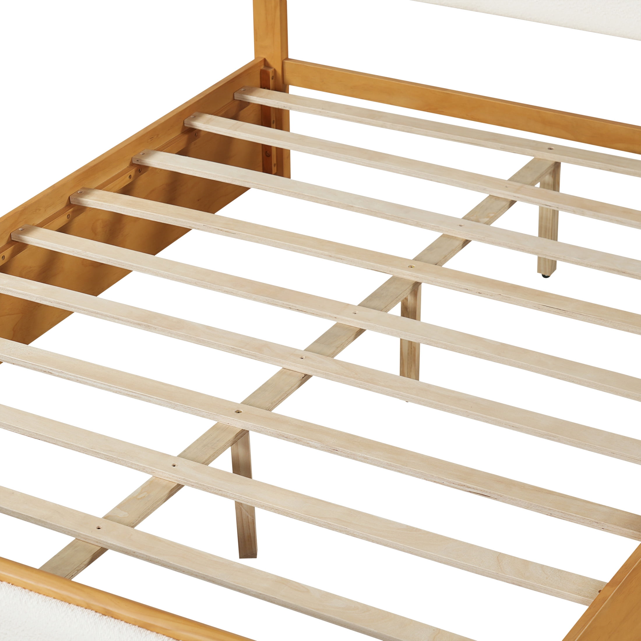 Christopher Knight Home Modern Queen Wood Bed Frame with Upholstered Headboard and Footboard, Natural