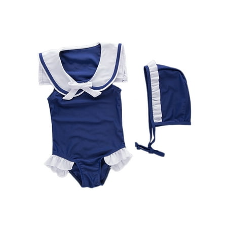 

Baby Girls Sleeveless Navy Sailor Swimsuit And Hat 2-pc (6)