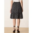 thumbnail image 4 of Falda Midi Floral Fluida Con Volantes En El Dobladillo Para Mujer Floral Negro rosa M, 4 of 5