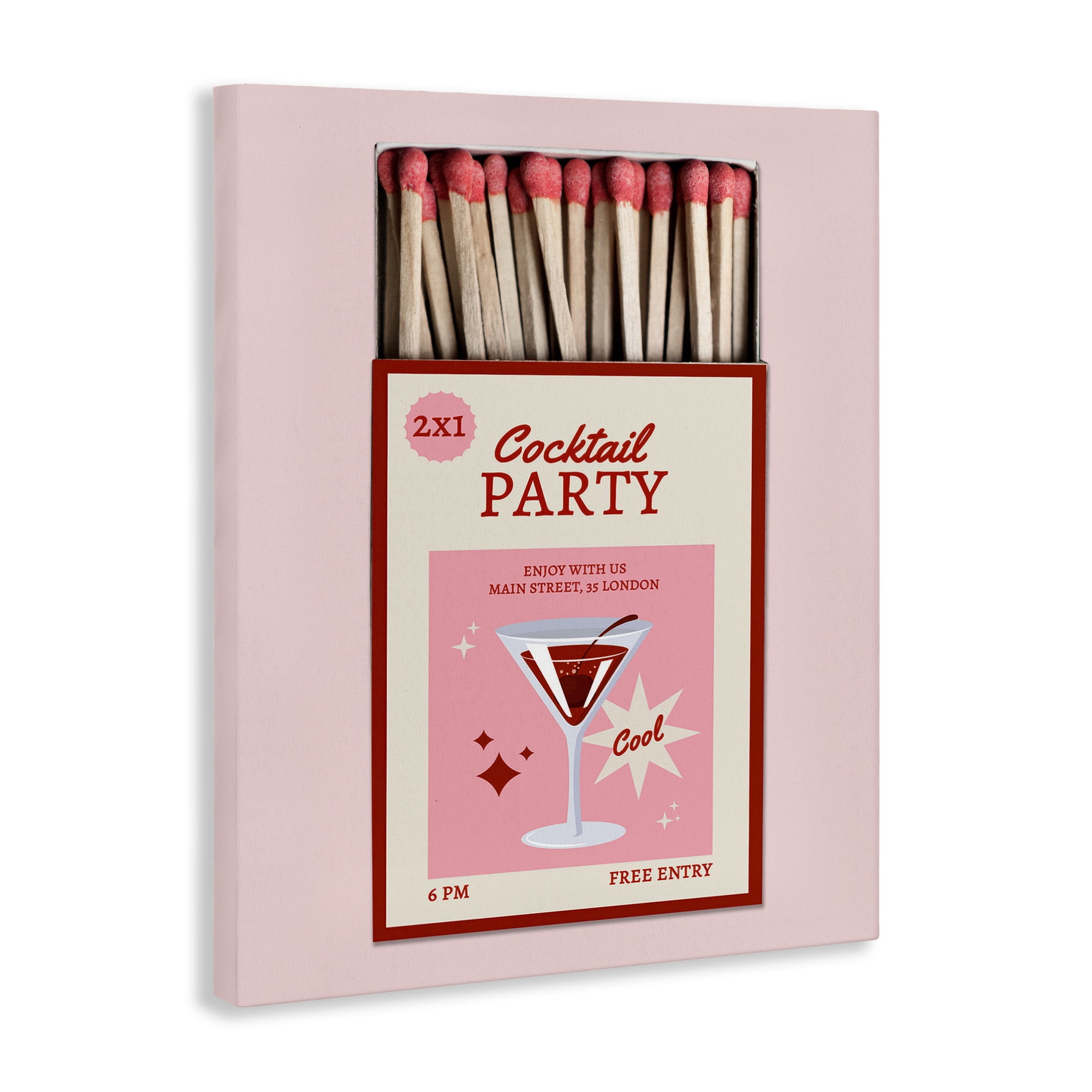 Stupell Industries Cocktail Party Matchbox Canvas Wall Art, design by CAD Designs