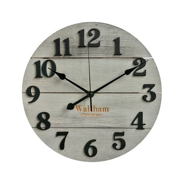 Waltham 12" Real Wood Indoor Decorative Wall Clock, Silent Sweep Non-Ticking