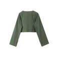 thumbnail image 5 of Top corto informal liso para mujer, blusa holgada de manga larga con cuello en V y una hilera de botones, novedad de primavera y verano 2024, 5 of 5