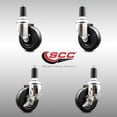 thumbnail image 2 of 4 Inch 316SS Soft Rubber Swivel 1-1/4 Inch Expanding Stem Caster Set 2 Brake SCC, 2 of 2