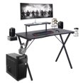 thumbnail image 1 of X-Shaped Computer Gaming Desk with Integrated Monitor Stand, Hook and Cup Holder, 2 Audio Baskets, 39 "L x 23.6" W x 29.5 "H, 1 of 5